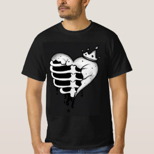 Gebroken Hart Kroon Skelet T-Shirt – Donker Gothis