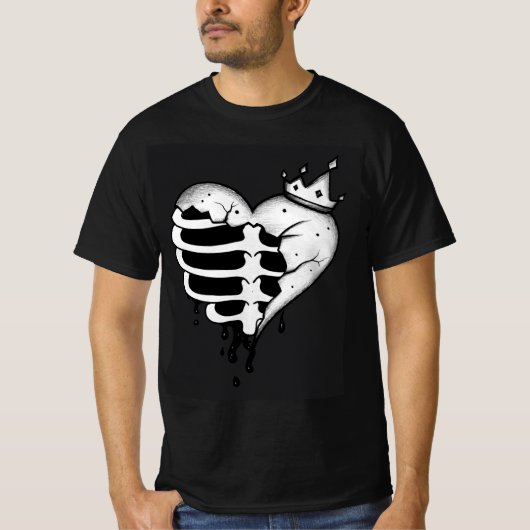 Gebroken Hart Kroon Skelet T-Shirt – Donker Gothis (Voorkant)