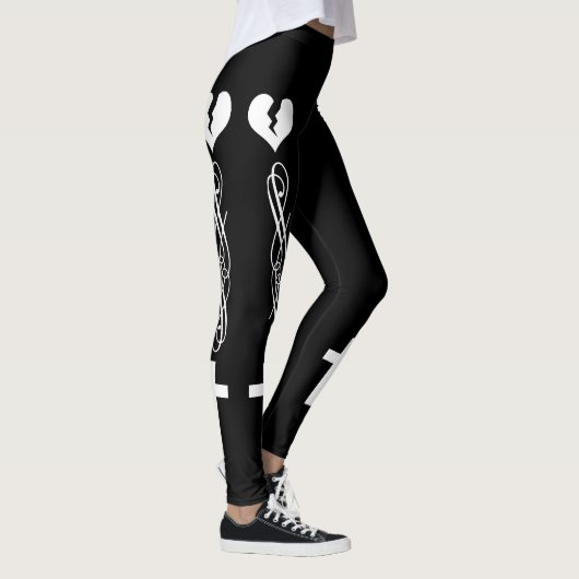 Gebroken hart kruis monochroom leggings (Rechts)