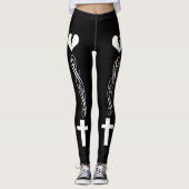 Gebroken hart kruis monochroom leggings (Voorkant)