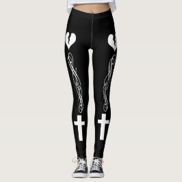 Gebroken hart kruis monochroom leggings