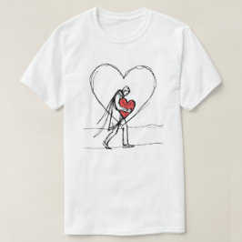 Gebroken Hart Liefde Silhouet Emotionele Kunst T-shirt