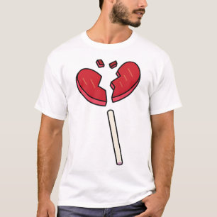 Gebroken hart lolly Snoep rood T-shirt