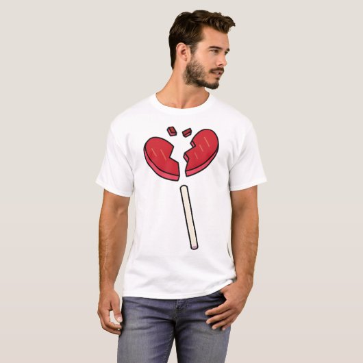 Gebroken hart lolly Snoep rood T-shirt (Voorkant volledig)