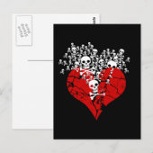 Gebroken hart met schedels briefkaart (Voorkant / Achterkant)