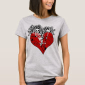 Gebroken hart met schedels t-shirt (Voorkant)