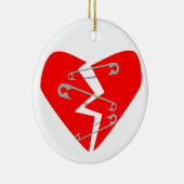 Gebroken hart met veiligheidsspelden keramisch ornament (Rechts)