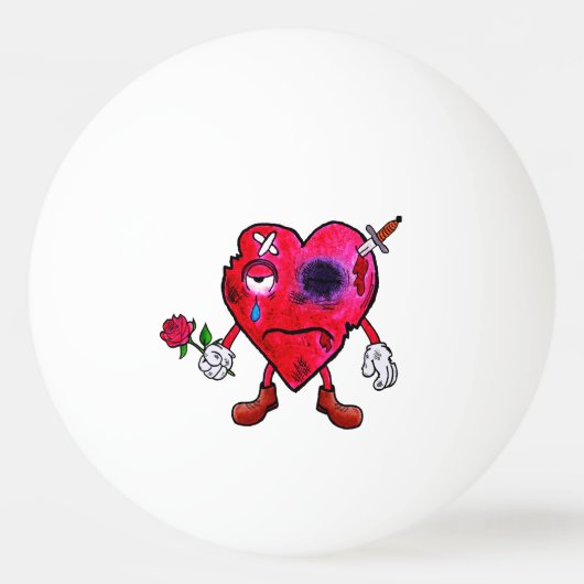 Gebroken hart pingpongbal (Voorkant)