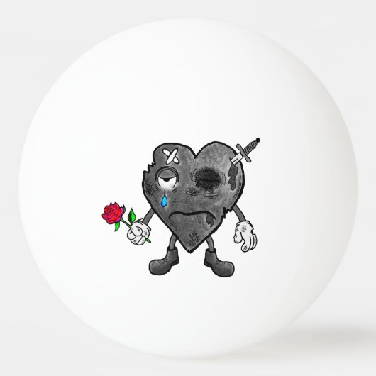 Gebroken hart pingpongbal (Achterkant)
