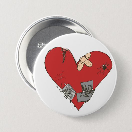 Gebroken hart ronde button 7,6 cm (Voorkant /achterkant)