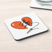 Gebroken hart rood bier onderzetter (Linkerzijde)