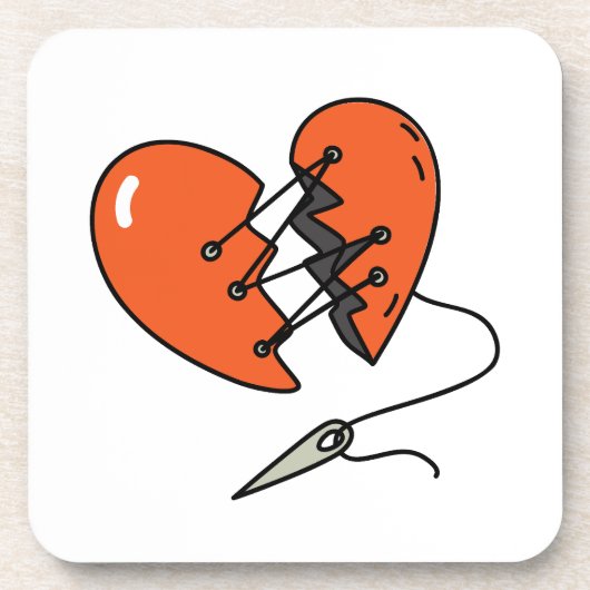 Gebroken hart rood bier onderzetter (Voorkant)
