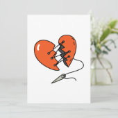 Gebroken hart rood kaart (Staand voorkant)