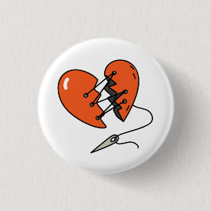 Gebroken hart rood ronde button 3,2 cm