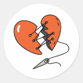 Gebroken hart rood ronde sticker (Voorkant)