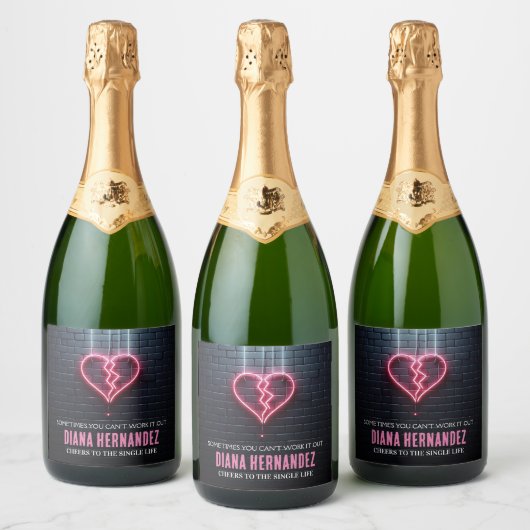 Gebroken Hart Scheidingsfeestje Sparkling Wijnetiket (Flessen)