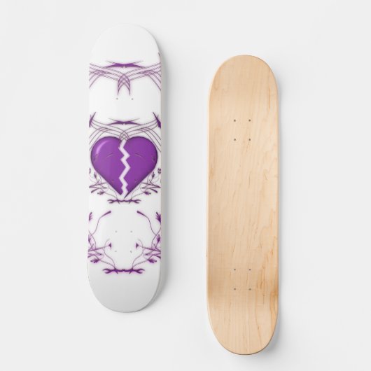 Gebroken hart/tribaal kunstwerk (paars) Skateboard (Voorkant)