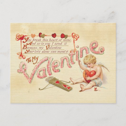 Gebroken hart Valentijnsdag  cupido rood Briefkaart (Voorkant)
