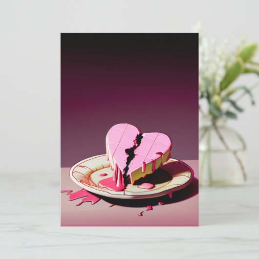 gebroken hartcake feestdagenkaart (Staand voorkant)