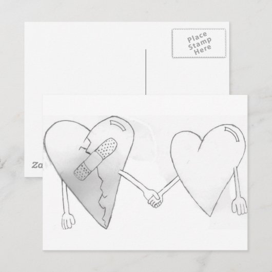 gebroken harten briefkaart (Voorkant / Achterkant)