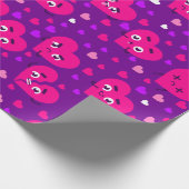 Gebroken harten houden van paarse valentijnen cadeaupapier (Hoek)