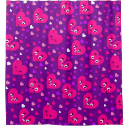 Gebroken harten houden van paarse valentijnen douchegordijn