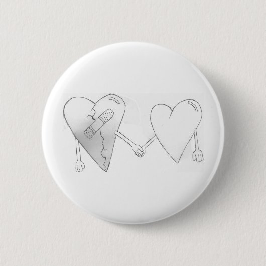 gebroken harten ronde button 5,7 cm (Voorkant)