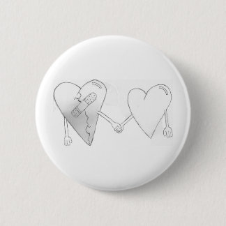 gebroken harten ronde button 5,7 cm