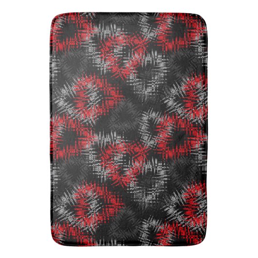 Gebroken harten rood en grijs op zwarte achtergron badmat (Voorkant Verticaal)