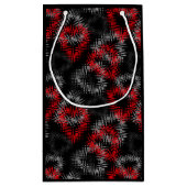 Gebroken harten rood en grijs op zwarte achtergron klein cadeauzakje (Achterkant)