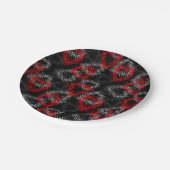 Gebroken harten rood en grijs op zwarte achtergron papieren bordje (Gekanteld)