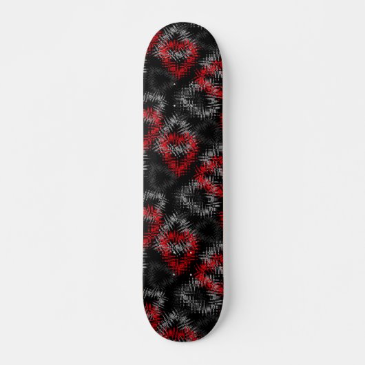 Gebroken harten rood en grijs op zwarte achtergron persoonlijk skateboard (Voorkant)