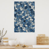 Gebroken honingraat: Blauw gebarsten Tegel Poster (Keuken)