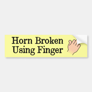 Gebroken hoorn Gebruikend Grappige Vinger Bumpersticker