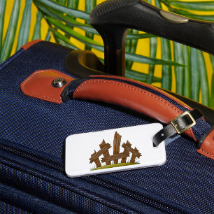 Gebroken houten hek rustieke boerderij bagagelabel