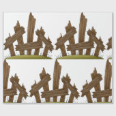 Gebroken houten hek rustieke boerderij cadeaupapier (Vlak)