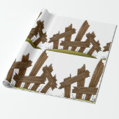 Gebroken houten hek rustieke boerderij cadeaupapier (Uitgerold)