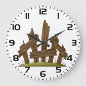 Gebroken houten hek rustieke boerderij grote klok (Voorkant)