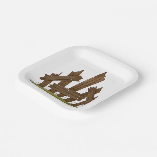 Gebroken houten hek rustieke boerderij papieren bordje (Gebogen)