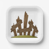 Gebroken houten hek rustieke boerderij papieren bordje (Voorkant)