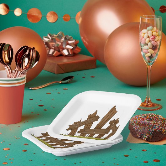 Gebroken houten hek rustieke boerderij papieren bordje