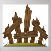 Gebroken houten hek rustieke boerderij poster (Voorkant)