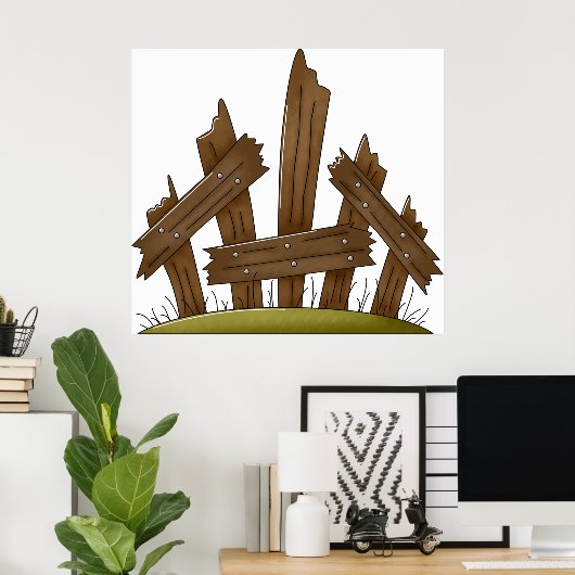 Gebroken houten hek rustieke boerderij poster (Thuiskantoor)