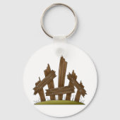 Gebroken houten hek rustieke boerderij sleutelhanger (Voorkant)