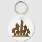 Gebroken houten hek rustieke boerderij sleutelhanger (Achterkant)