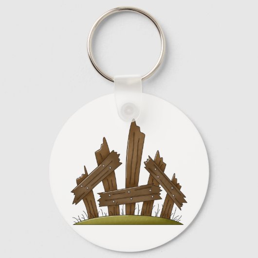 Gebroken houten hek rustieke boerderij sleutelhanger (Achterkant)
