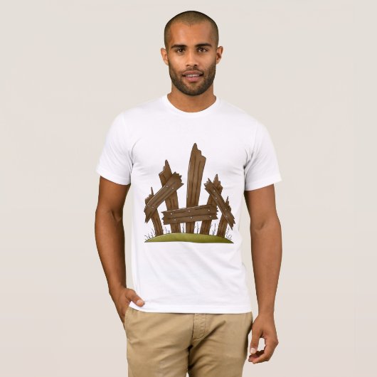 Gebroken houten hek rustieke boerderij t-shirt (Voorkant volledig)