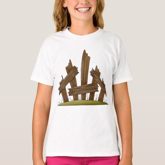 Gebroken houten hek rustieke boerderij t-shirt (Voorkant)