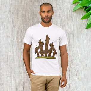 Gebroken houten hek rustieke boerderij t-shirt