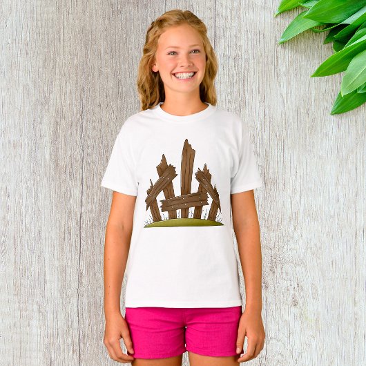 Gebroken houten hek rustieke boerderij t-shirt